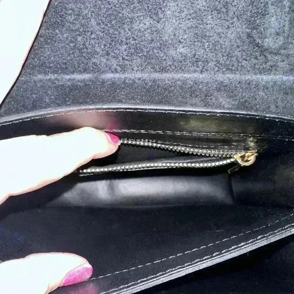 New ROBERTA ROSSI Genuine Leather Flap Satchel/Crossbody Bag Black Made In Italy - Picture 12 of 16